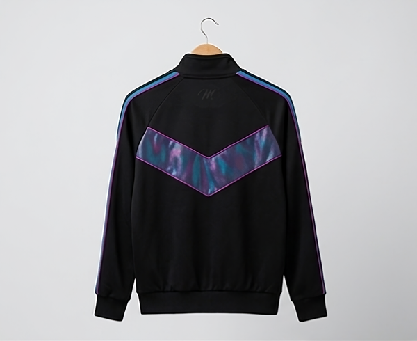 Melato “Neon Mirage” Reflective Track Jacket.
