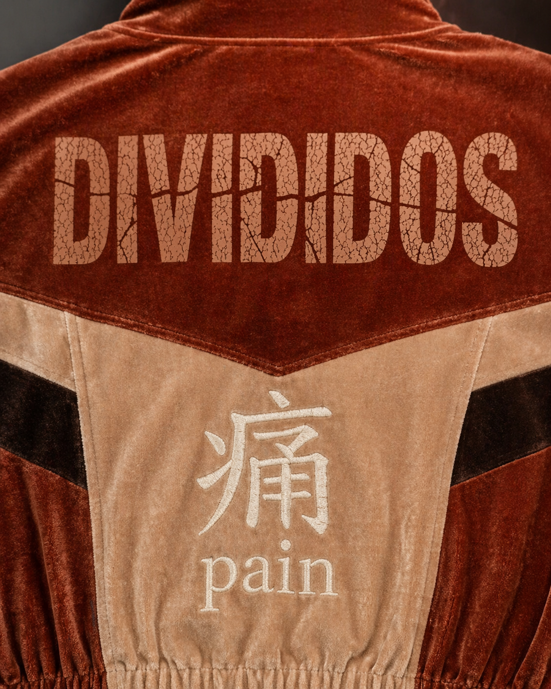Melato Passion Fruit Velour Track Jacket detail shot — plush velour texture
