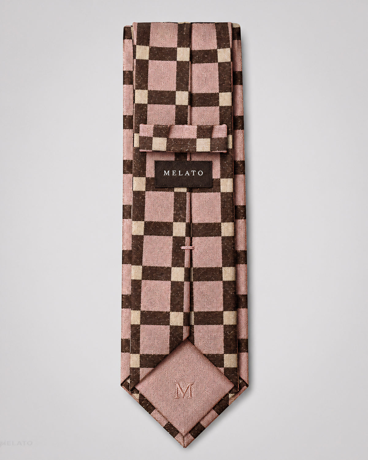 The "Rosewood Mosaic" Pink & Brown Checkerboard Tie