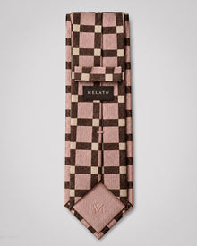 The "Rosewood Mosaic" Pink & Brown Checkerboard Tie