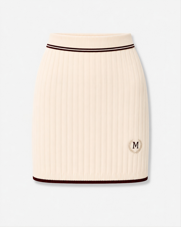 Bordeaux Line Rib Knit Mini Skirt