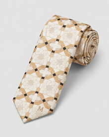 The "Sunlit Atrium" Gold & Ivory Geometric Tie