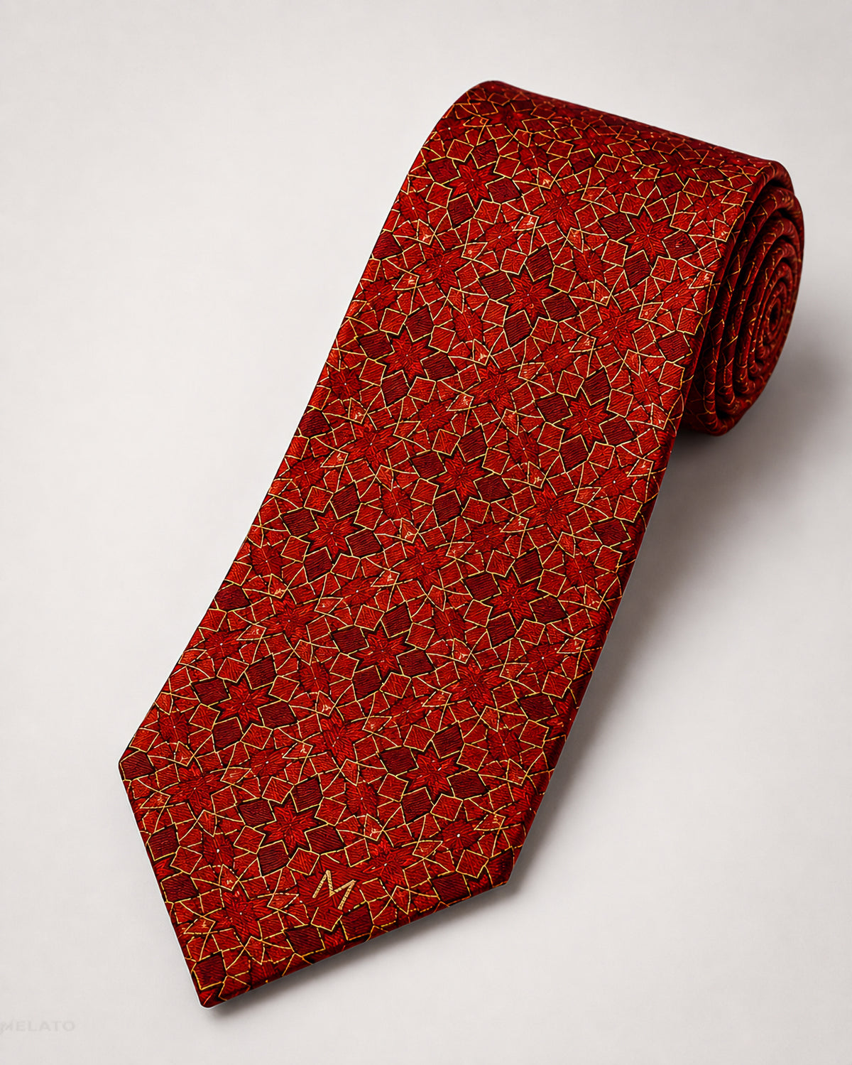 The "Ruby Labyrinth" Crimson Geometric Tie
