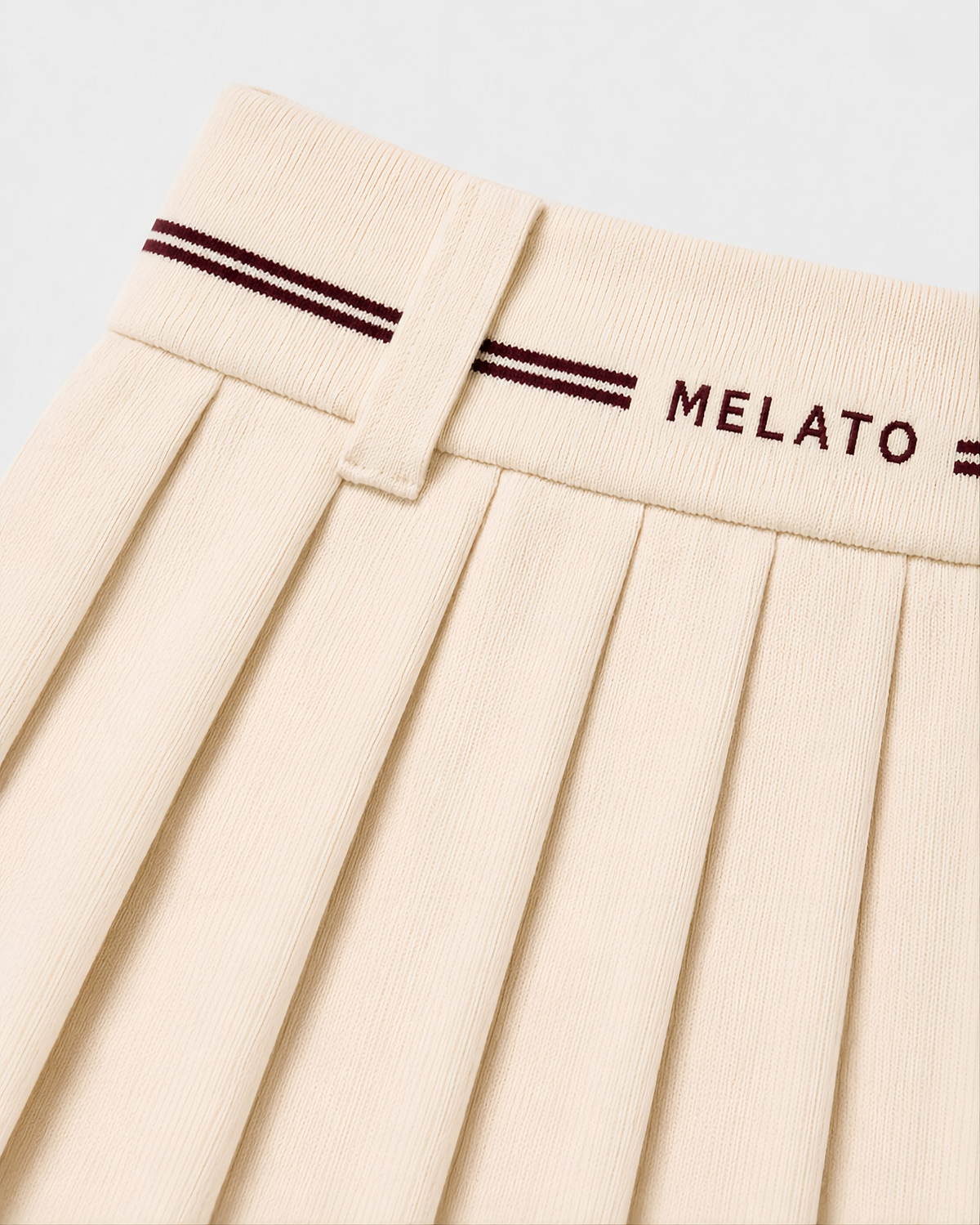 Bordeaux Line Pleated Mini Skirt, editorial detail 1