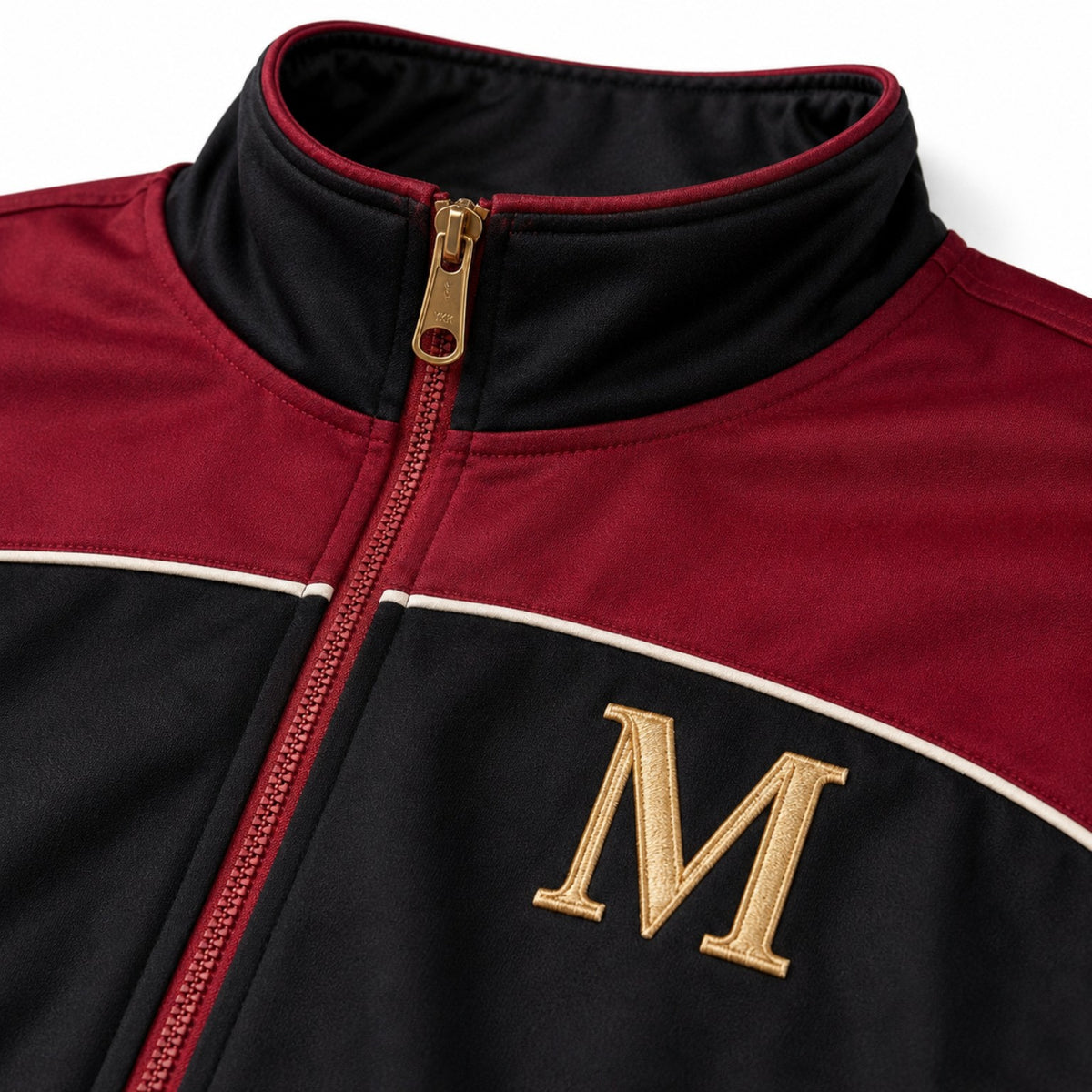 Rossoneiri jacket stand collar, piping and gold zipper detail