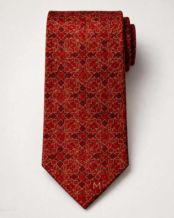 Ruby Labyrinth Geometric Tie by Melato, product view 1