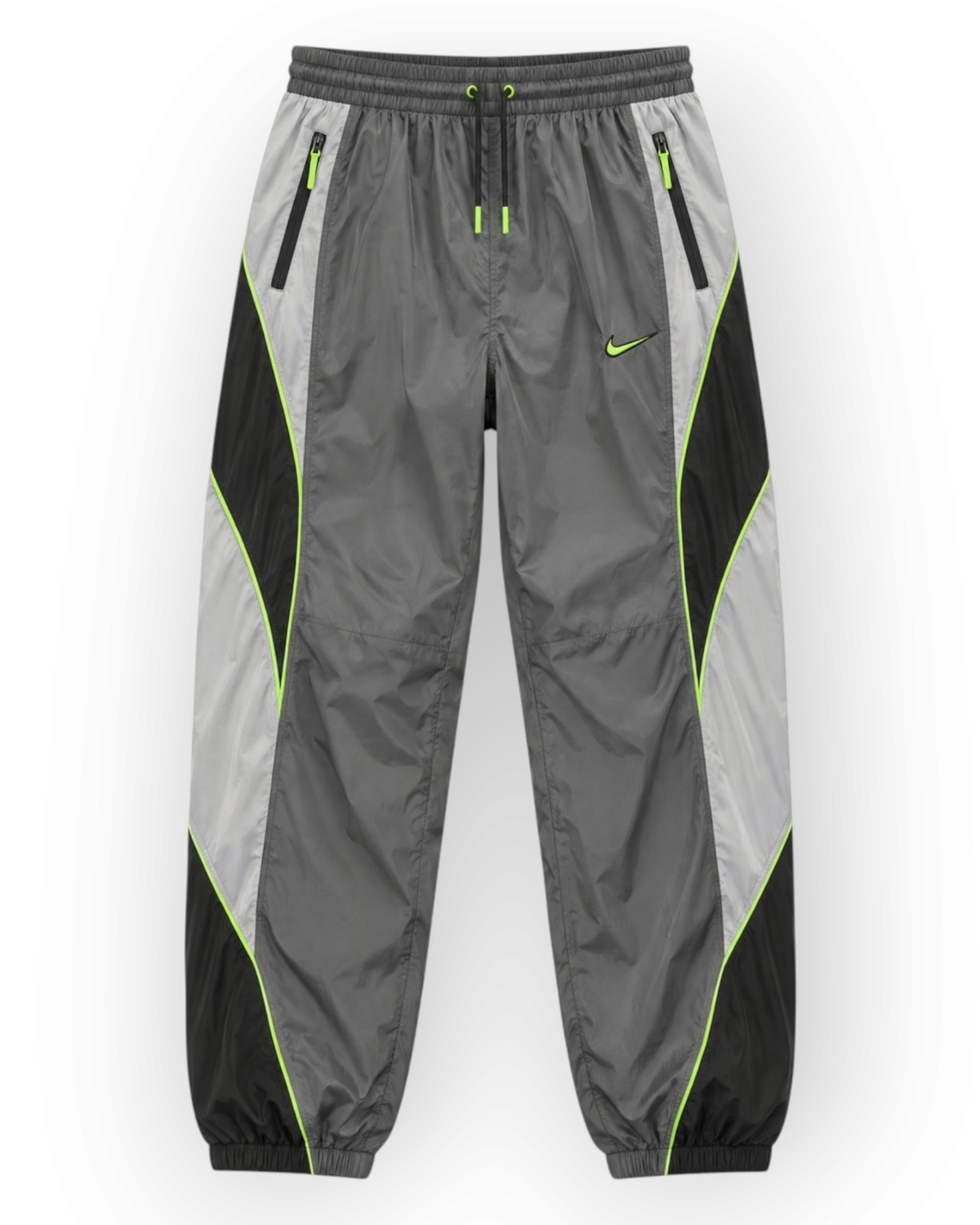 Melato Shell Company silver black white technical track pant front flat lay