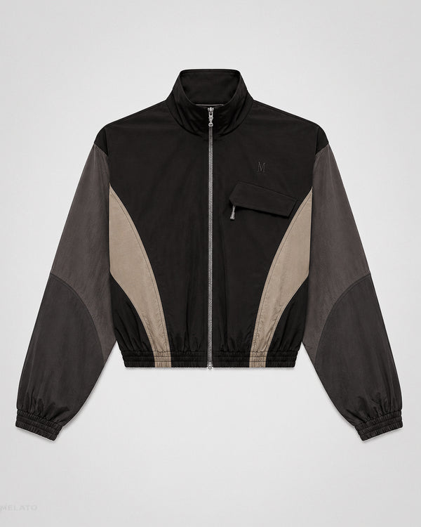Taupe Secret Retro Panel Jacket by Melato, product view 1