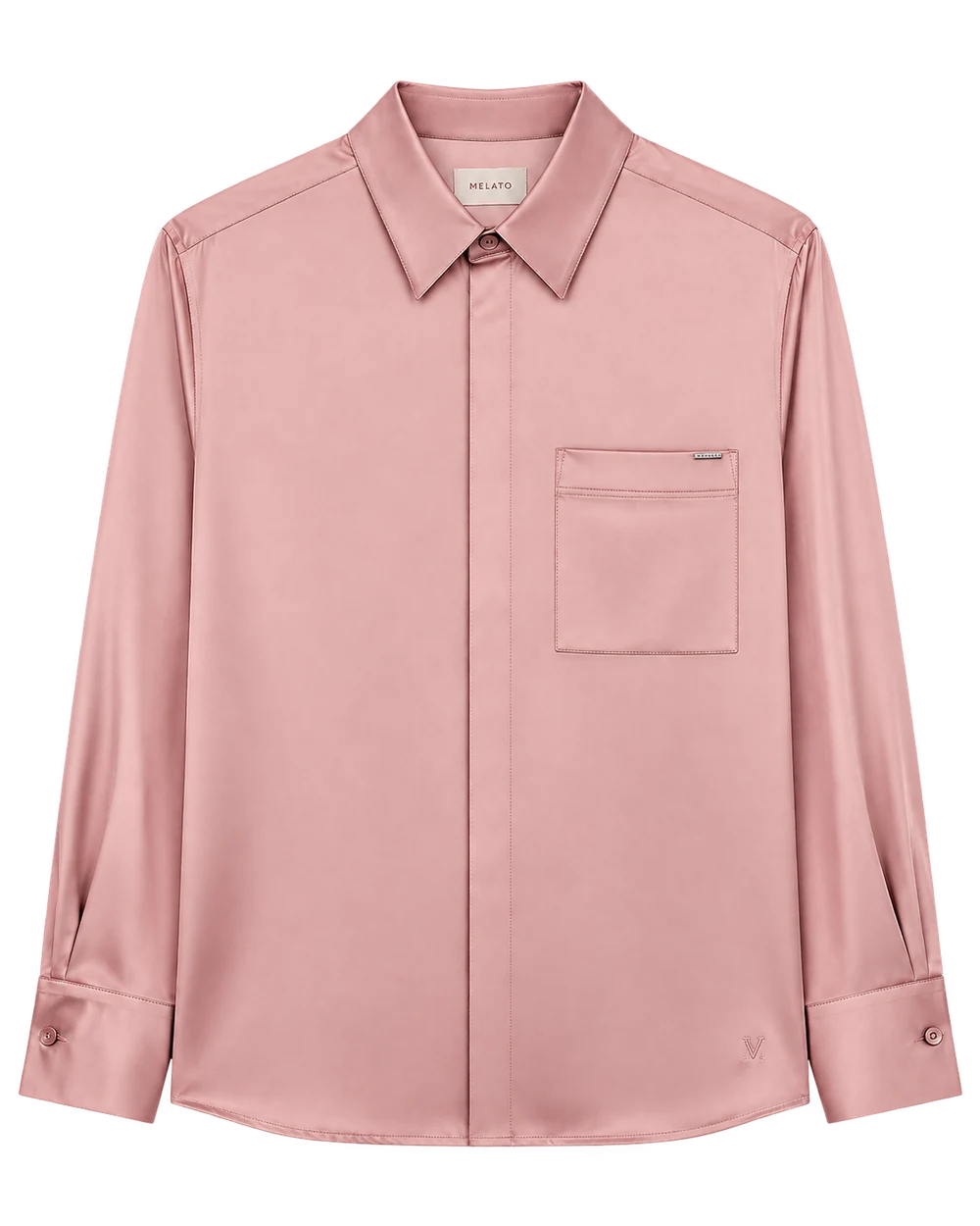 Blush Ledger Satin Shirt - Front