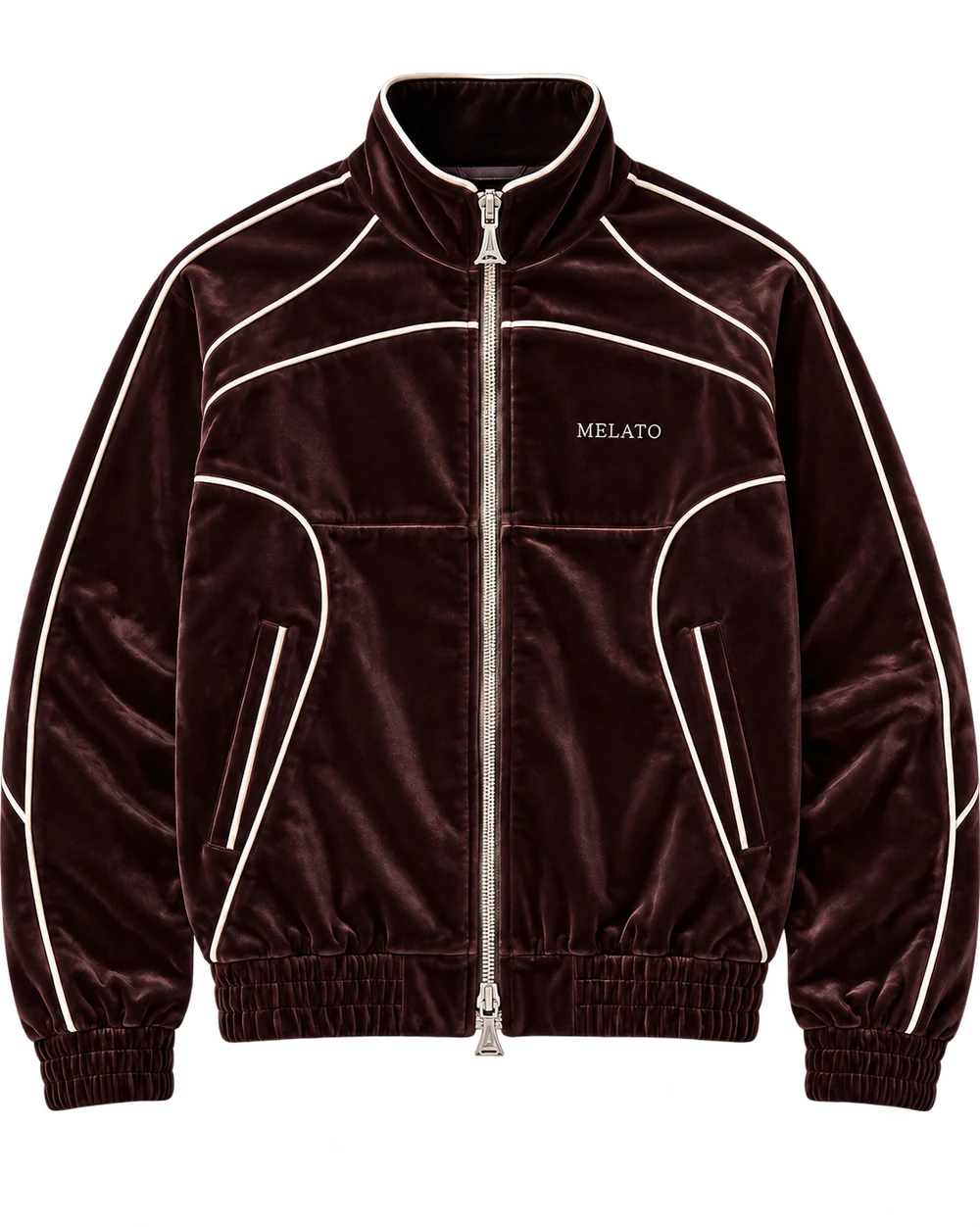 Burden of Plush Velour Track Jacket - Front