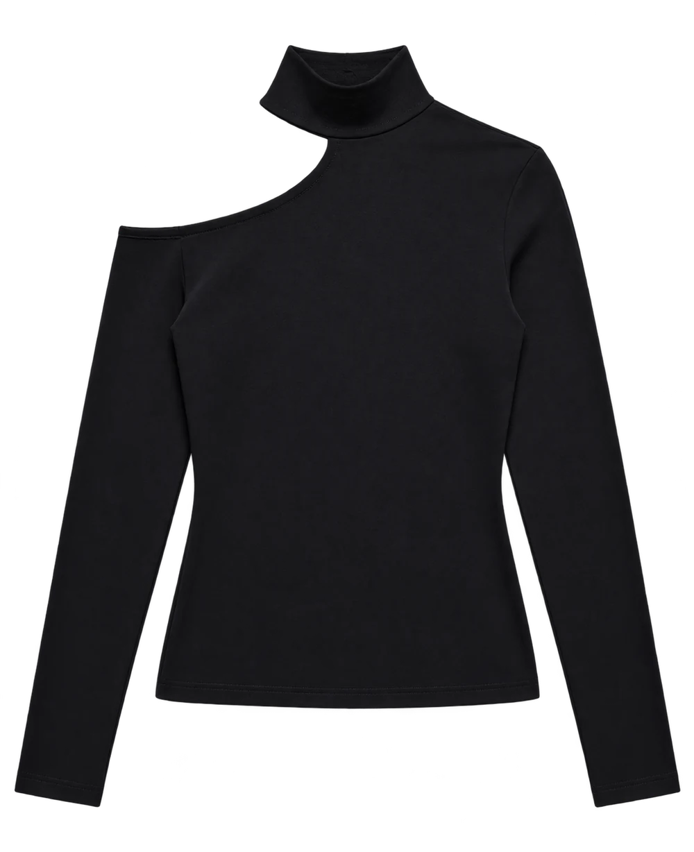 Cold Shoulder Mockneck Top - Front